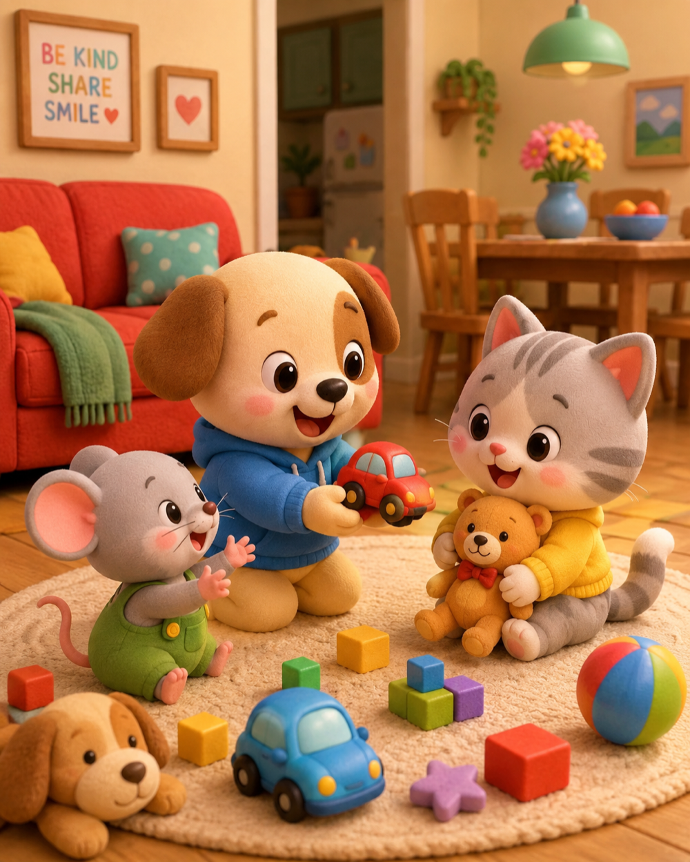 Due peluche che condividono un dolcetto in un picnic
